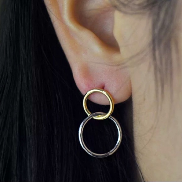 🔘Insta double circle gold / silver earrings - Picture 3 of 9